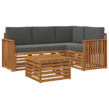 Set di divani da esterno con cuscino 5 pcs Naturale e Antracite | homemem39