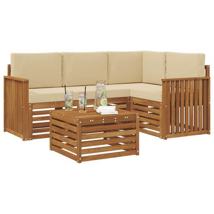 Set di divani da esterno con cuscino 5 pcs Naturale e Beige | homemem39