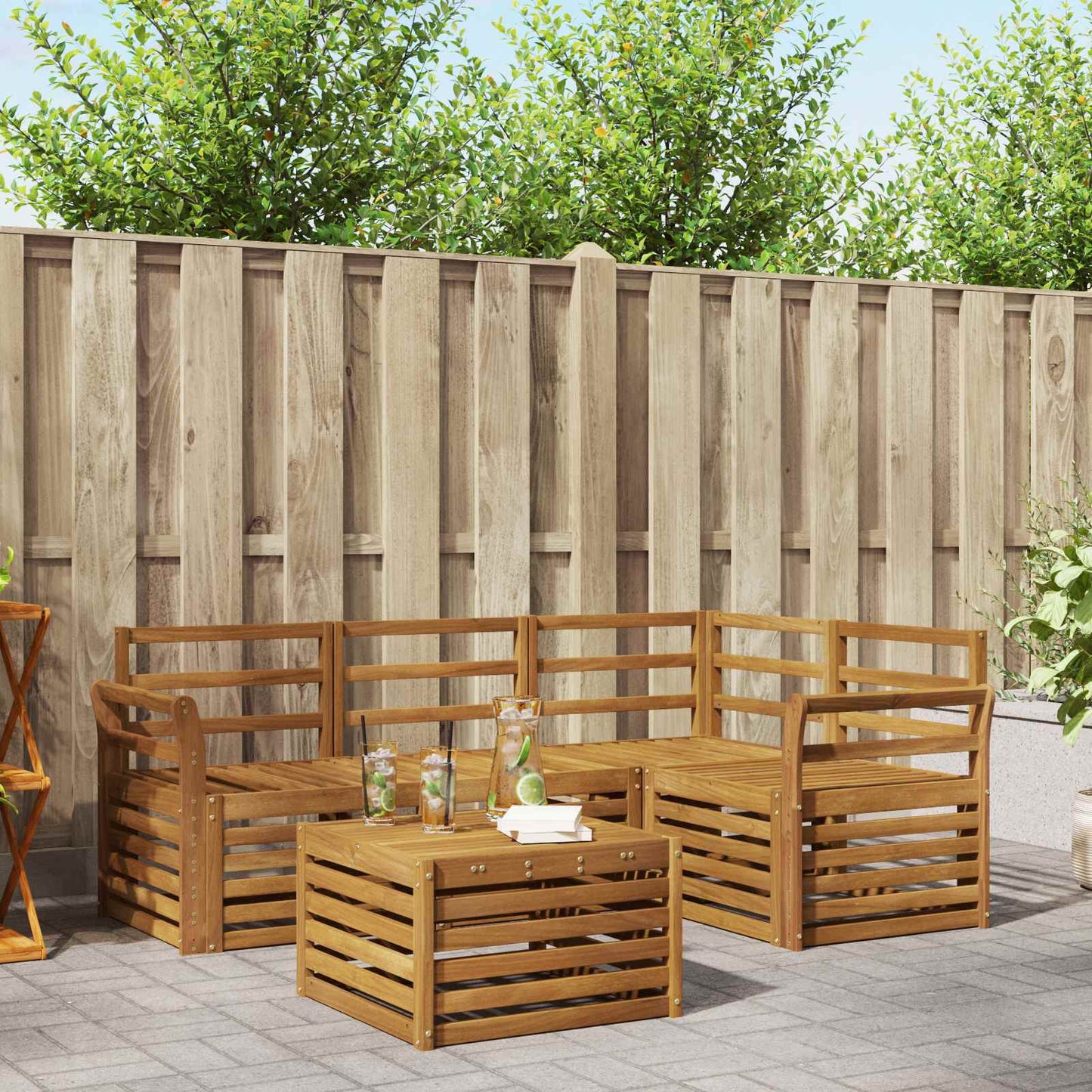 Set di divani da esterno 5 pcs Naturale | homemem39
