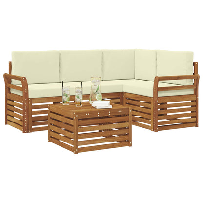 Set di divani da esterno con cuscino 5 pcs Naturale e Crema