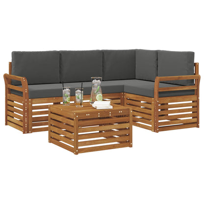 Set di divani da esterno con cuscino 5 pcs Naturale e Antracite
