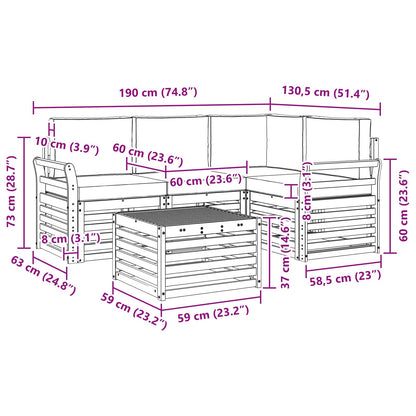 Set di divani da esterno con cuscino 5 pcs Naturale e Antracite | homemem39
