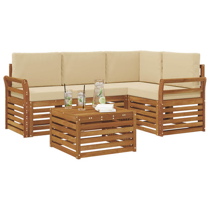 Set di divani da esterno con cuscino 5 pcs Naturale e Beige