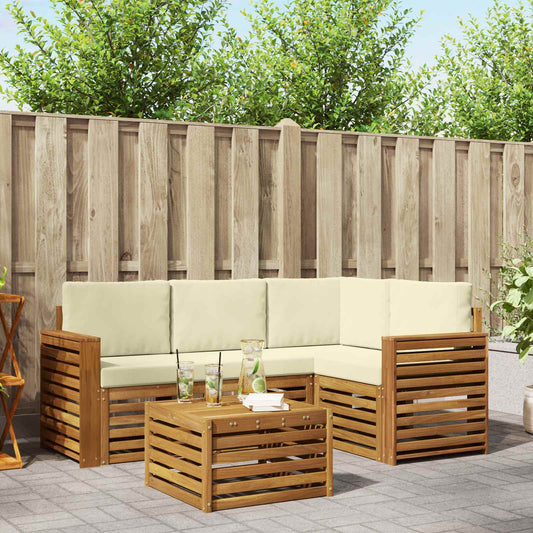 Set di divani da esterno con cuscino 5 pcs Naturale e Crema