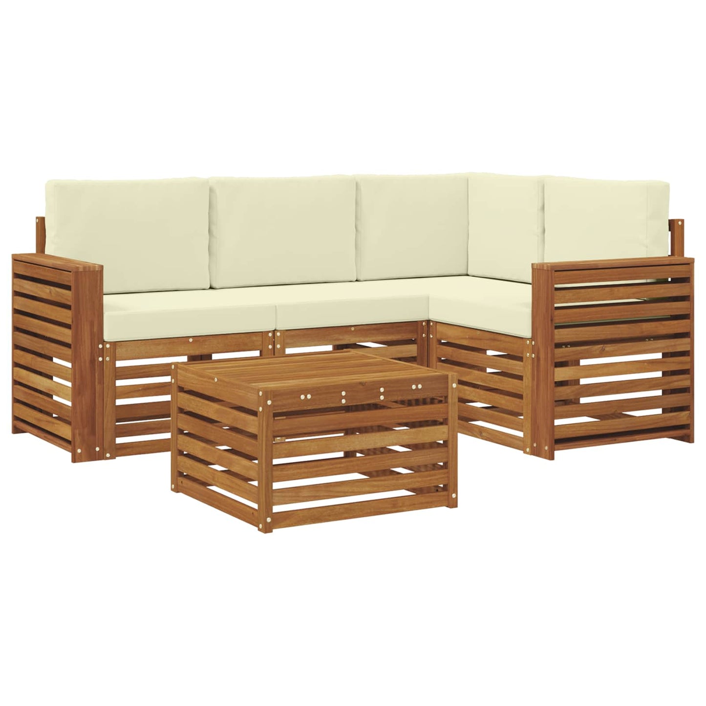 Set di divani da esterno con cuscino 5 pcs Naturale e Crema