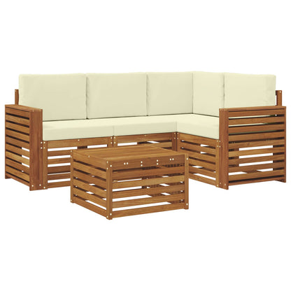 Set di divani da esterno con cuscino 5 pcs Naturale e Crema