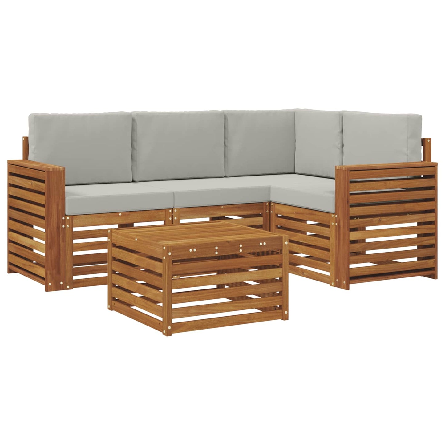 Set di divani da esterno 5 pcs Grigio Naturale e Chiaro | homemem39