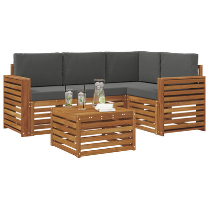 Set di divani da esterno con cuscino 5 pcs Naturale e Antracite