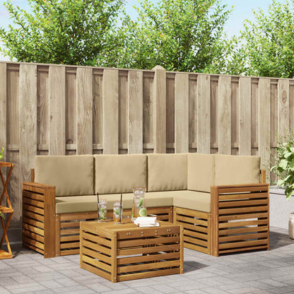 Set di divani da esterno con cuscino 5 pcs Naturale e Beige | homemem39
