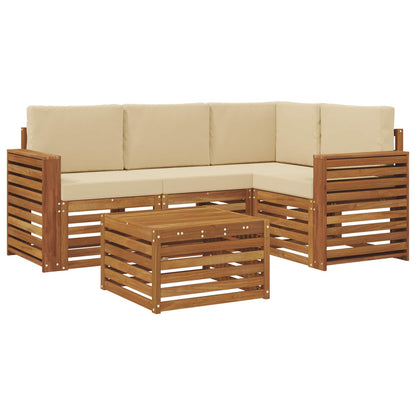 Set di divani da esterno con cuscino 5 pcs Naturale e Beige | homemem39