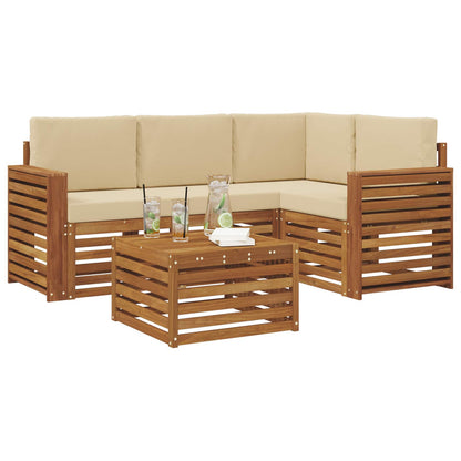 Set di divani da esterno con cuscino 5 pcs Naturale e Beige | homemem39
