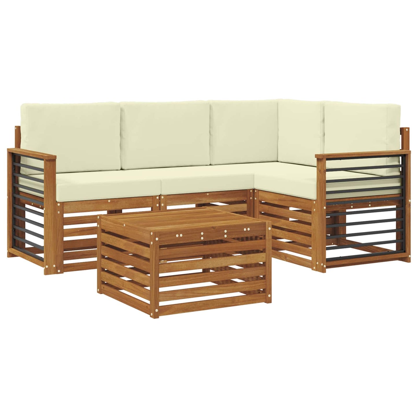 Set di divani da esterno con cuscino 5 pcs Naturale e Crema | homemem39