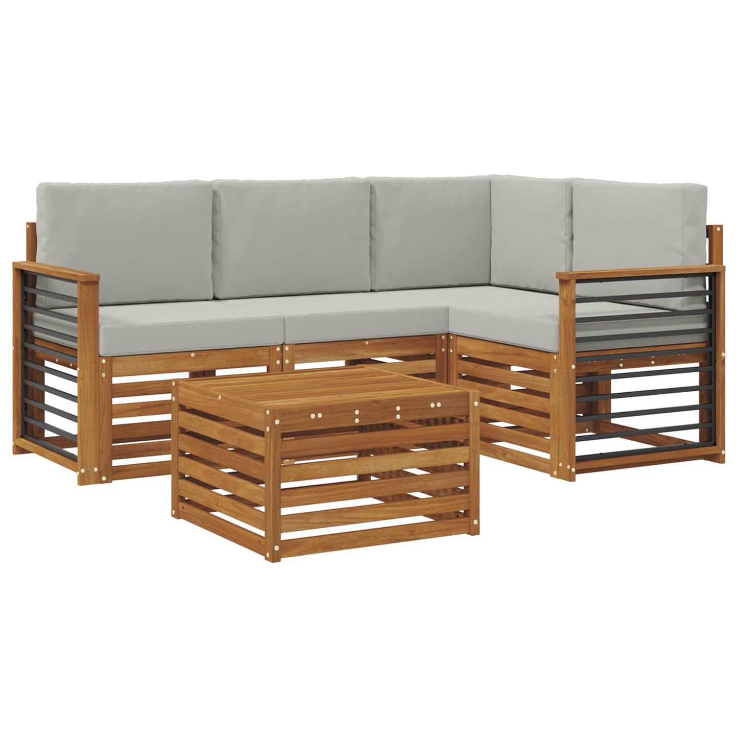 Set di divani da esterno 5 pcs Grigio Naturale e Chiaro | homemem39