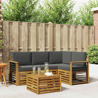 Set di divani da esterno con cuscino 5 pcs Naturale e Antracite