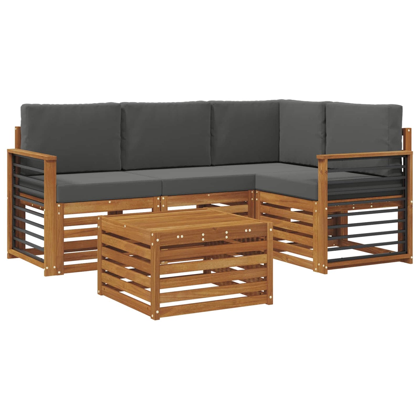 Set di divani da esterno con cuscino 5 pcs Naturale e Antracite