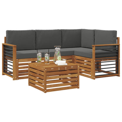 Set di divani da esterno con cuscino 5 pcs Naturale e Antracite