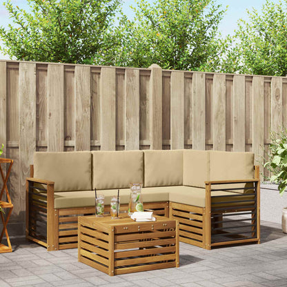Set di divani da esterno con cuscino 5 pcs Naturale e Beige