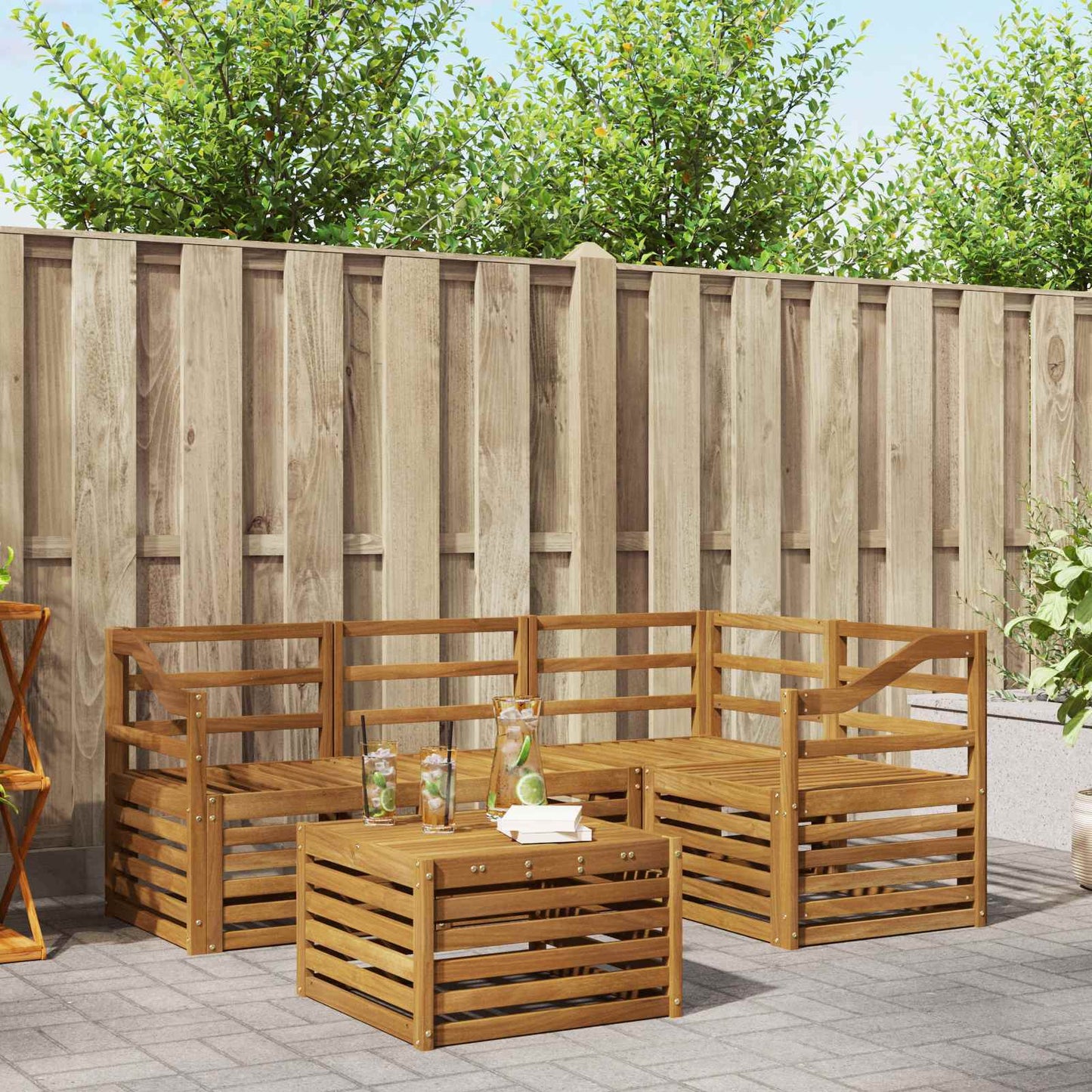 Set di divani da esterno 5 pcs Naturale