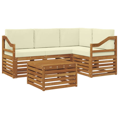 Set di divani da esterno con cuscino 5 pcs Naturale e Crema