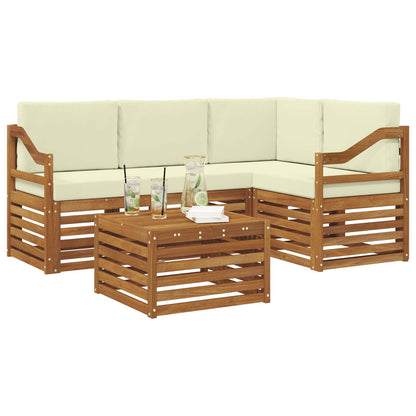 Set di divani da esterno con cuscino 5 pcs Naturale e Crema