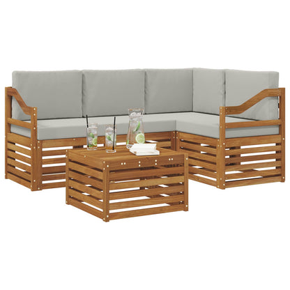 Set di divani da esterno 5 pcs Grigio Naturale e Chiaro | homemem39