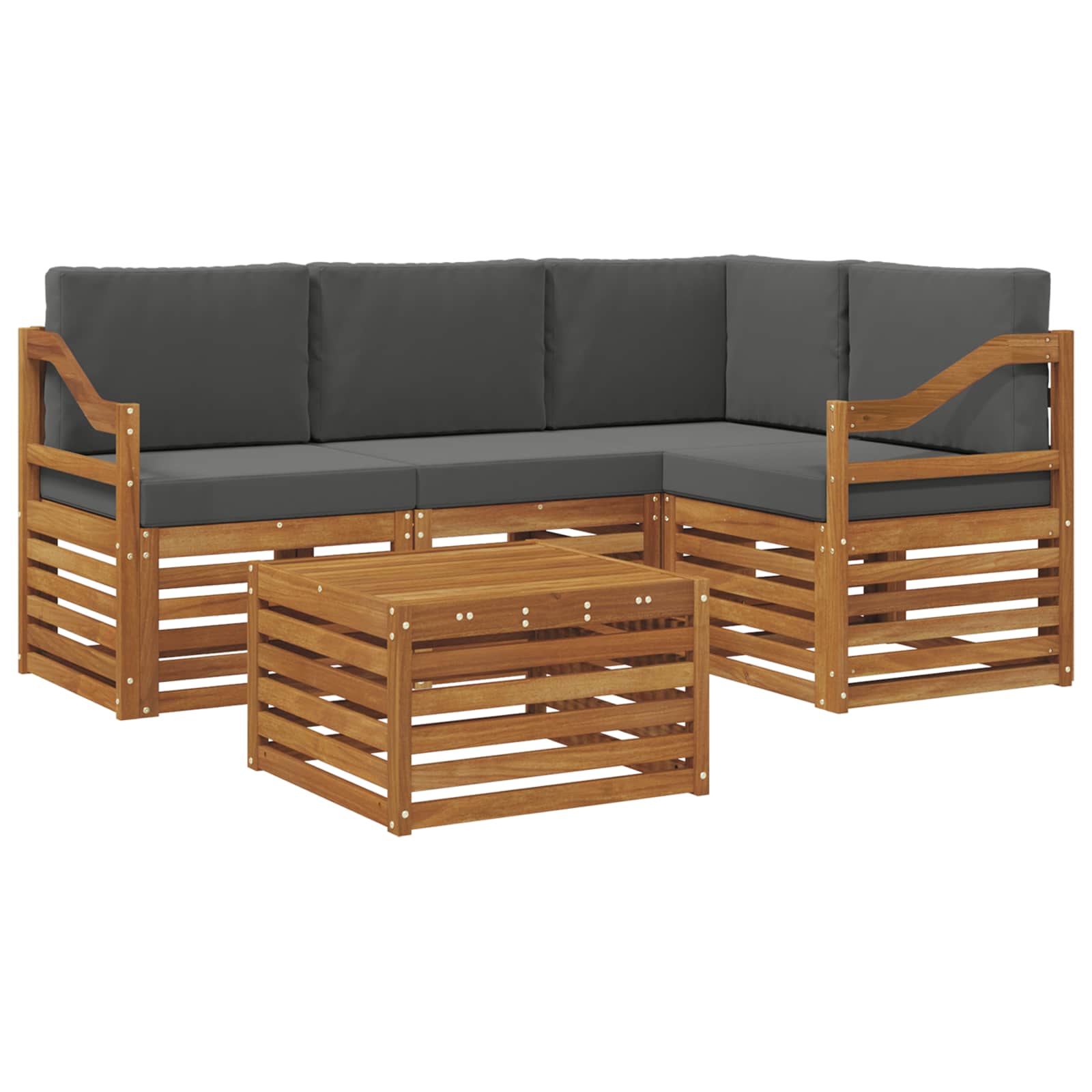 Set di divani da esterno con cuscino 5 pcs Naturale e Antracite | homemem39