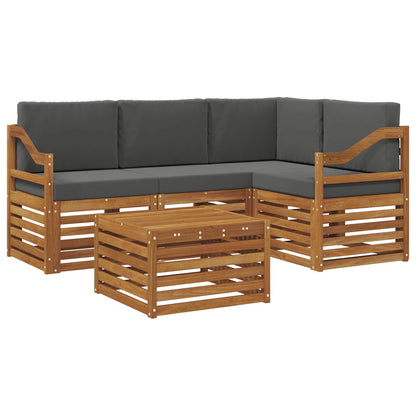 Set di divani da esterno con cuscino 5 pcs Naturale e Antracite | homemem39