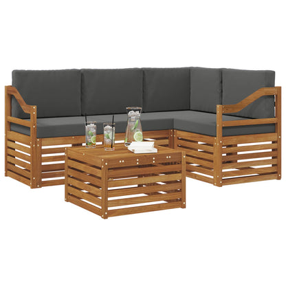 Set di divani da esterno con cuscino 5 pcs Naturale e Antracite | homemem39