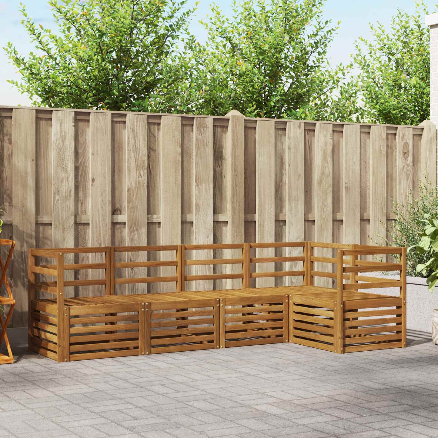 Set divano sezionale 5 pcs Naturale Legno di Acacia Massello | homemem39
