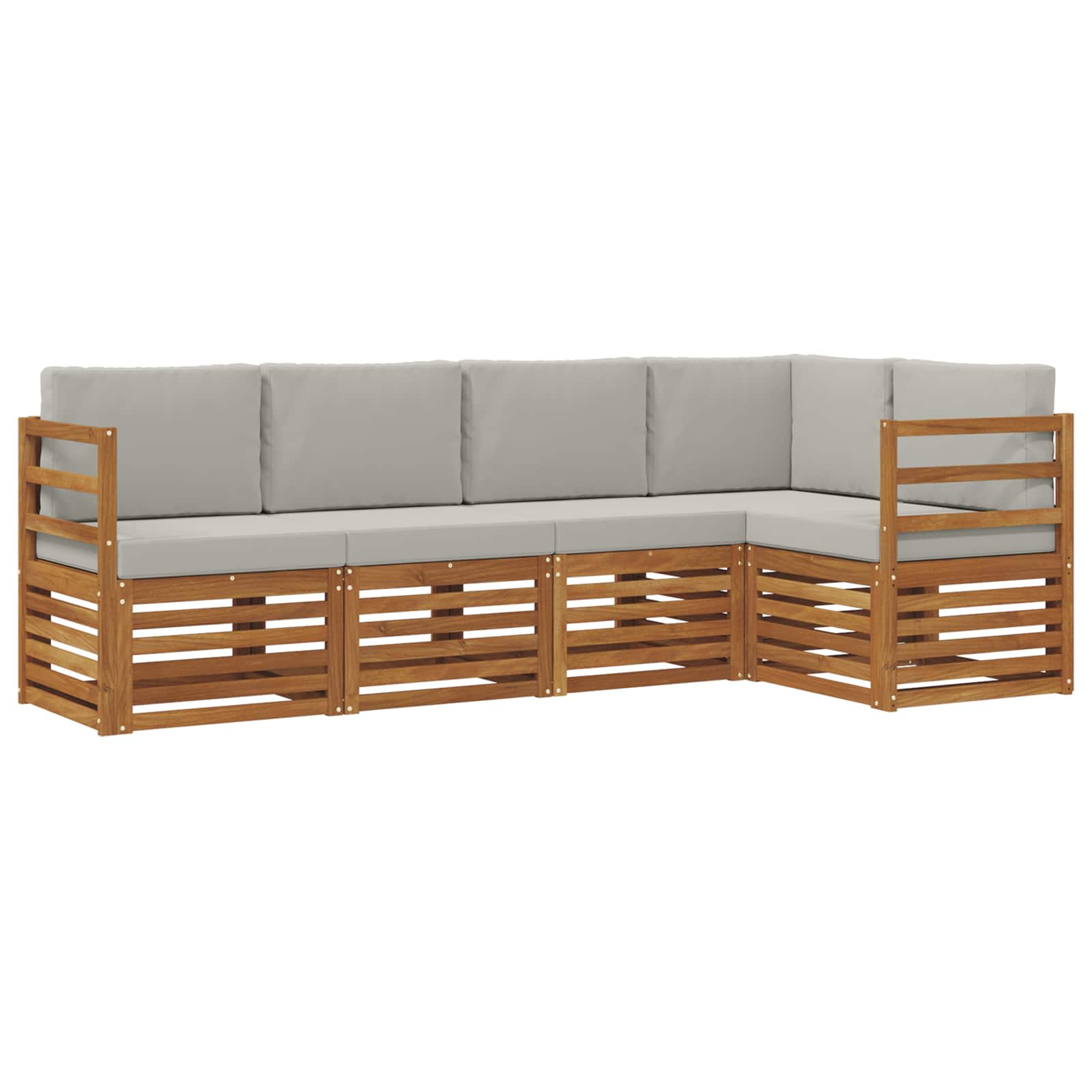 Set divano sezionale con cuscino 5 pcs Grigio Naturale e Chiaro | homemem39