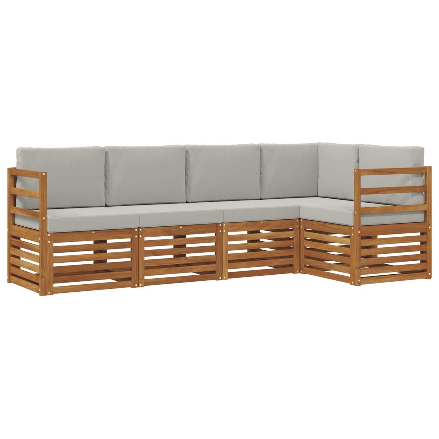 Set divano sezionale con cuscino 5 pcs Grigio Naturale e Chiaro