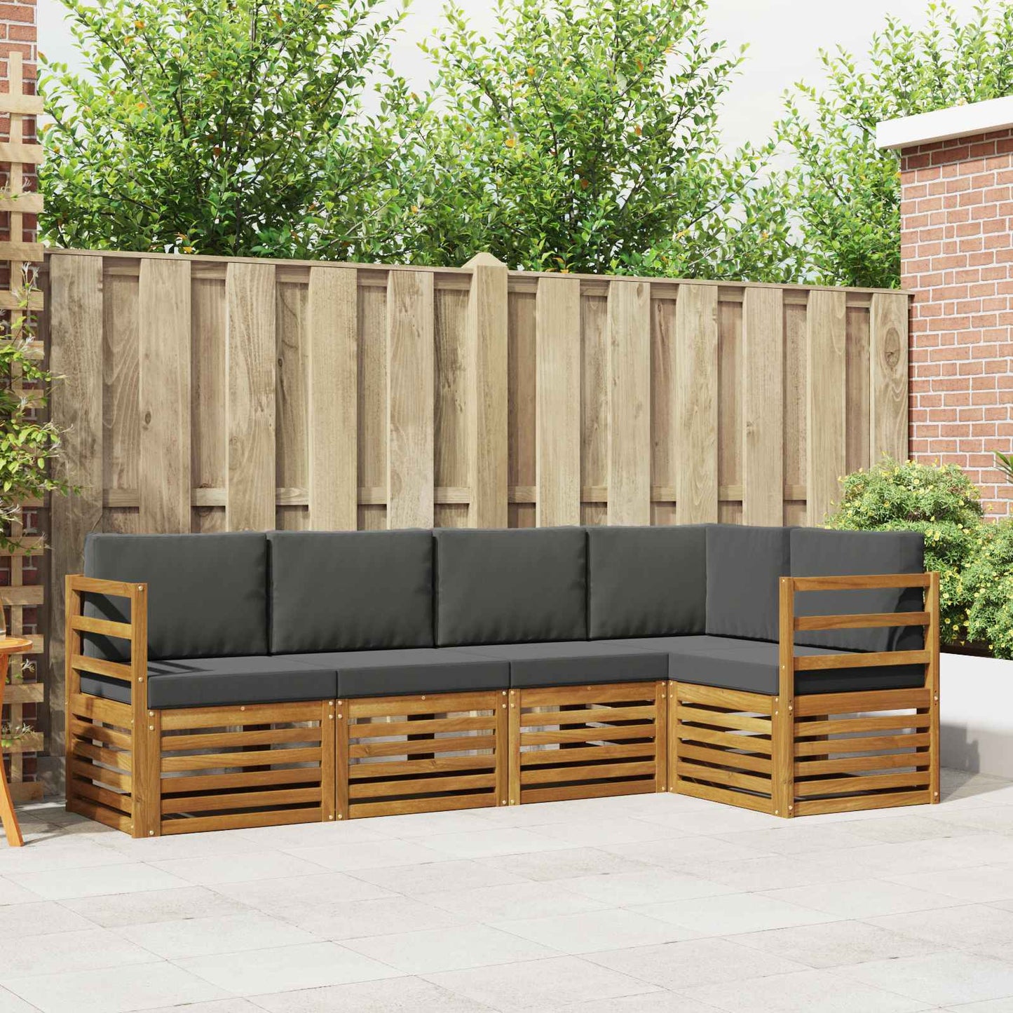 Set divano sezionale con cuscino 5 pcs Naturale e Antracite