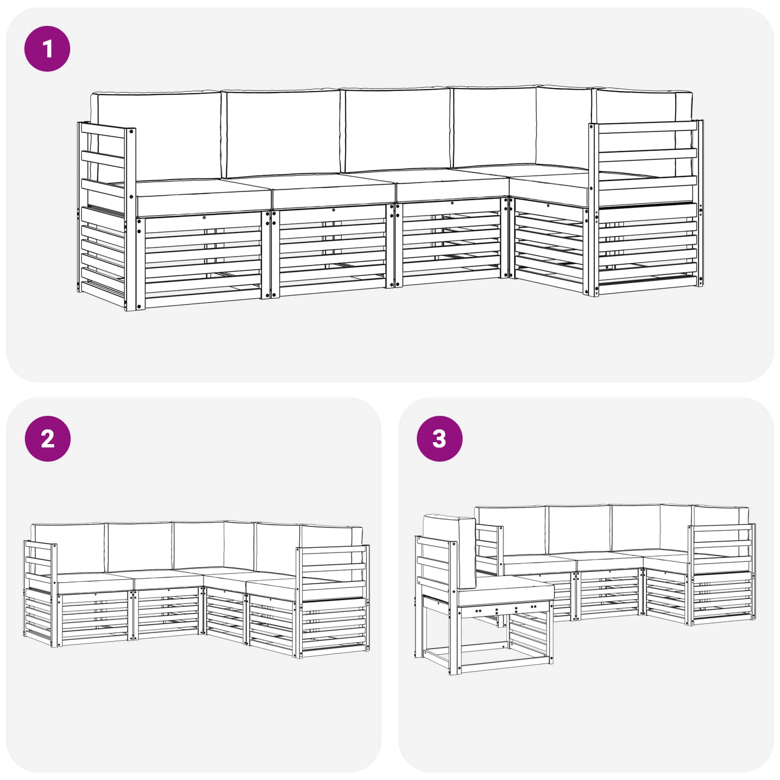 Set divano sezionale con cuscino 5 pcs Naturale e Beige | homemem39