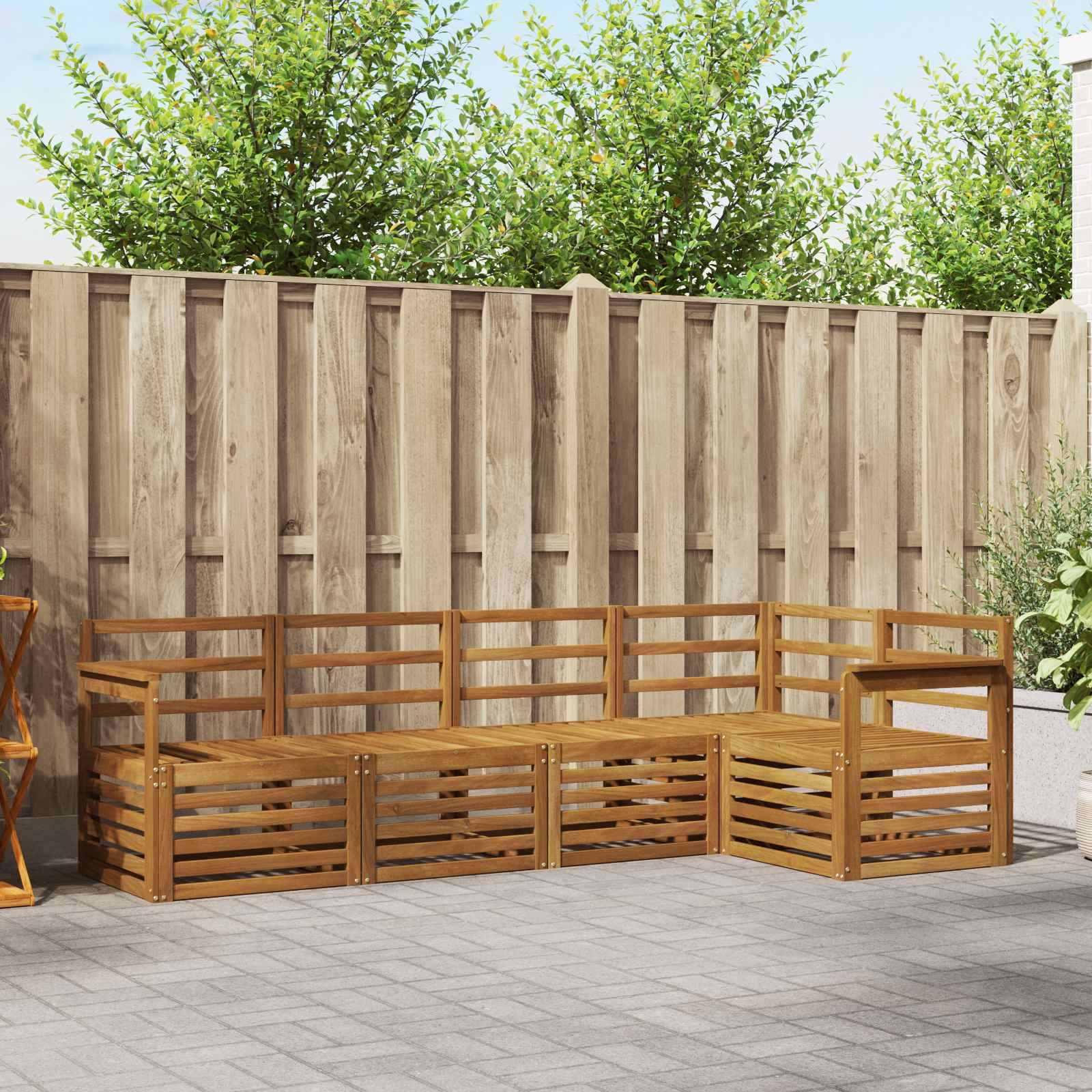 Set divano sezionale 5 pcs Naturale Legno di Acacia Massello | homemem39