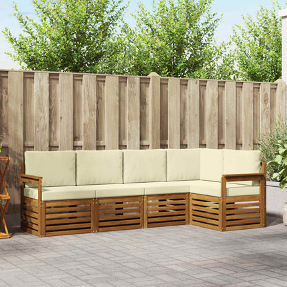 Set divano sezionale con cuscino 5 pcs Naturale e Crema