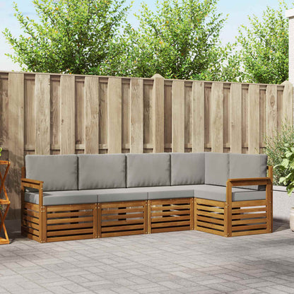 Set divano sezionale con cuscino 5 pcs Grigio Naturale e Chiaro | homemem39