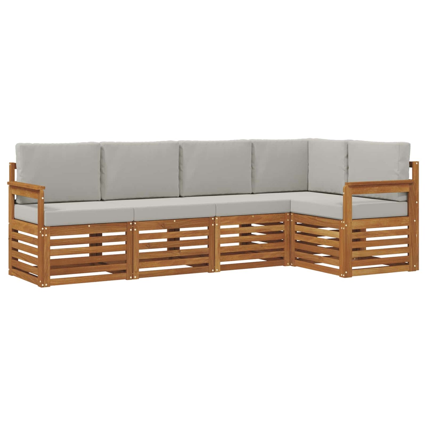 Set divano sezionale con cuscino 5 pcs Grigio Naturale e Chiaro | homemem39