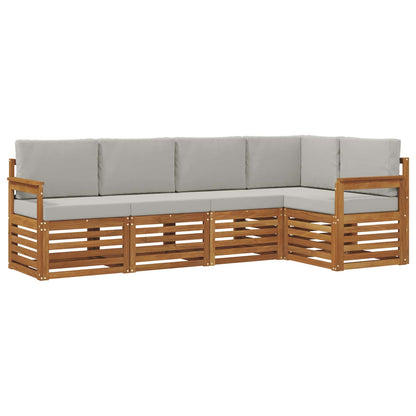 Set divano sezionale con cuscino 5 pcs Grigio Naturale e Chiaro | homemem39