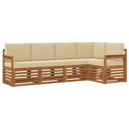 Set divano sezionale con cuscino 5 pcs Naturale e Beige