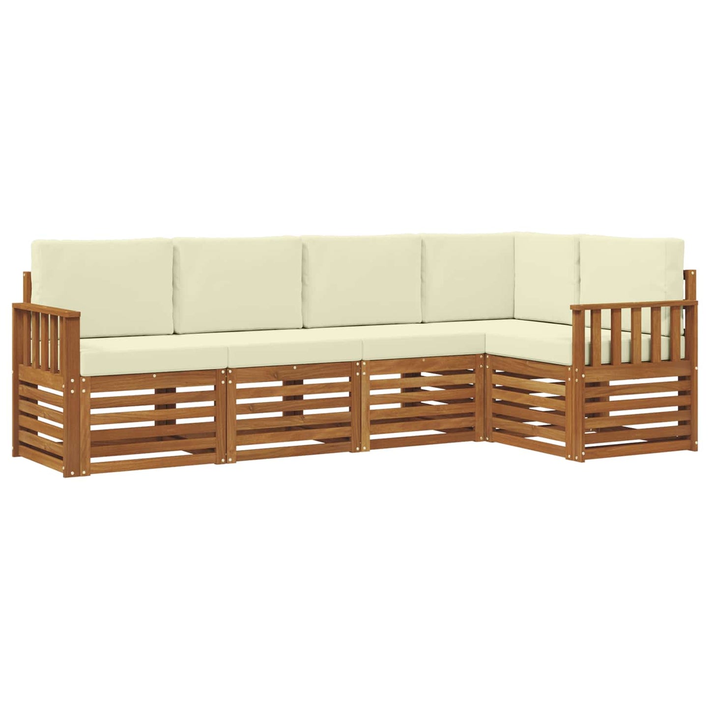 Set divano sezionale con cuscino 5 pcs Naturale e Crema | homemem39