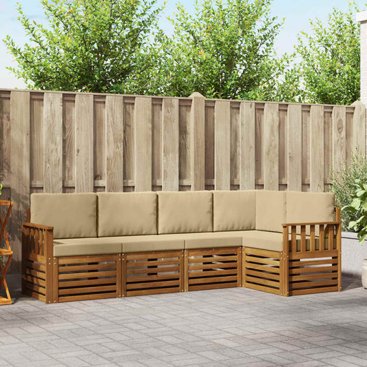 Set divano sezionale con cuscino 5 pcs Naturale e Beige | homemem39