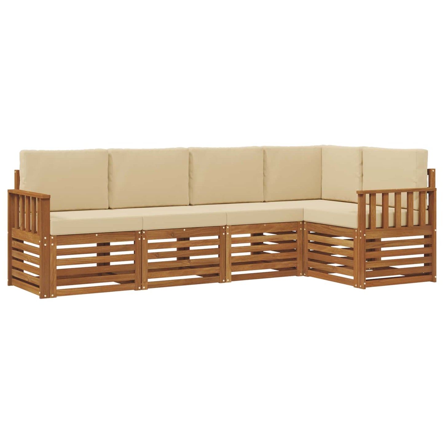 Set divano sezionale con cuscino 5 pcs Naturale e Beige | homemem39