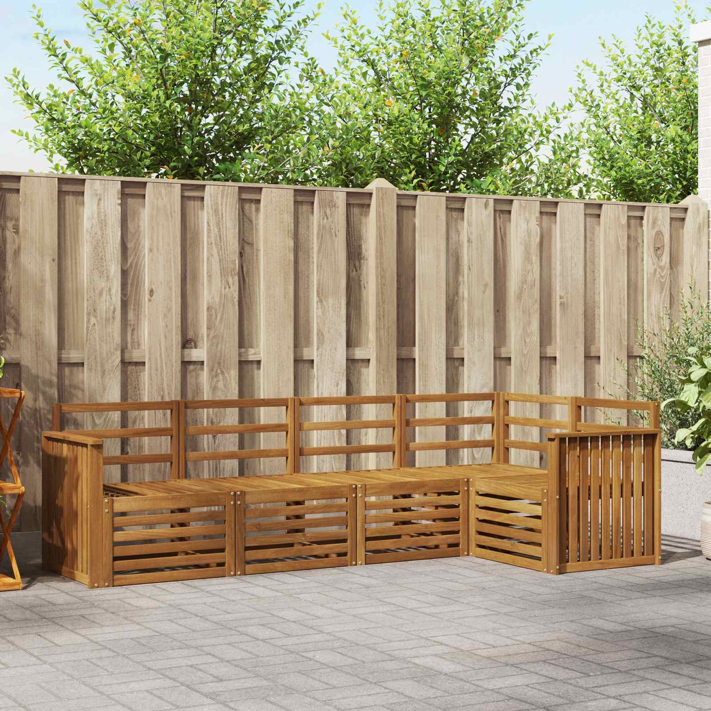 Set divano sezionale 5 pcs Naturale Legno di Acacia Massello