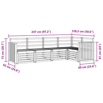 Set divano sezionale 5 pcs Naturale Legno di Acacia Massello | homemem39