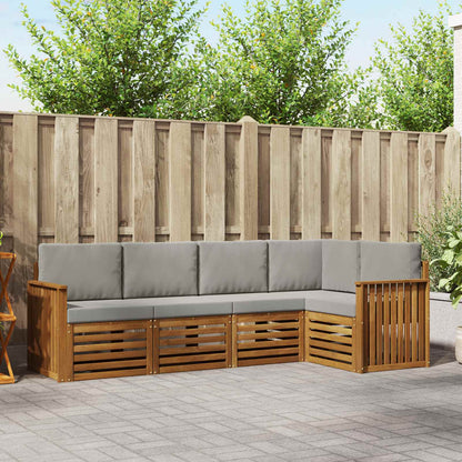 Set divano sezionale con cuscino 5 pcs Grigio Naturale e Chiaro | homemem39