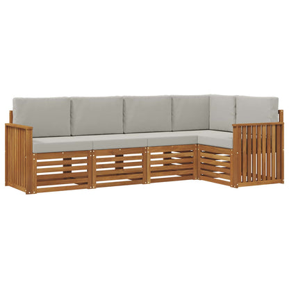 Set divano sezionale con cuscino 5 pcs Grigio Naturale e Chiaro | homemem39