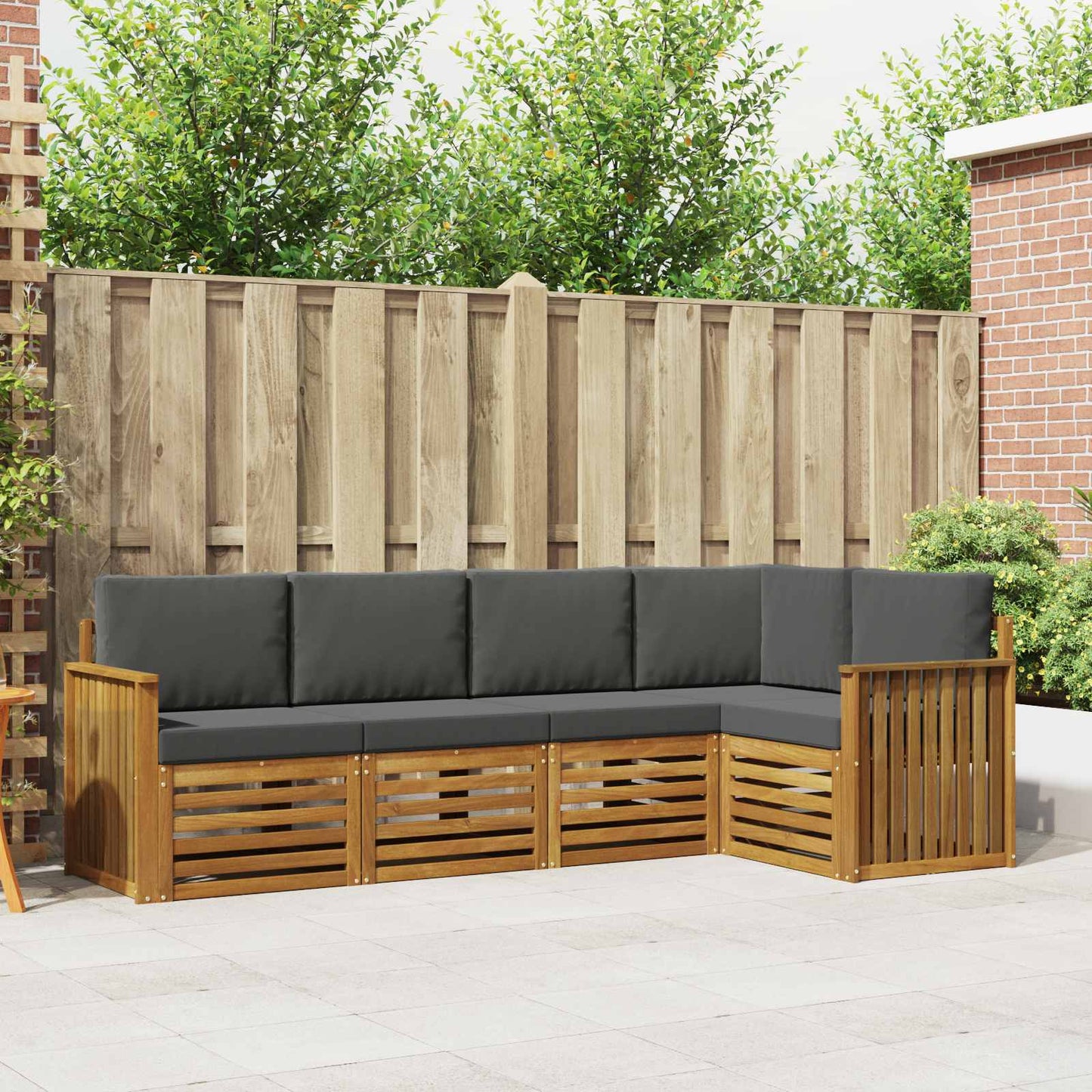 Set divano sezionale con cuscino 5 pcs Naturale e Antracite