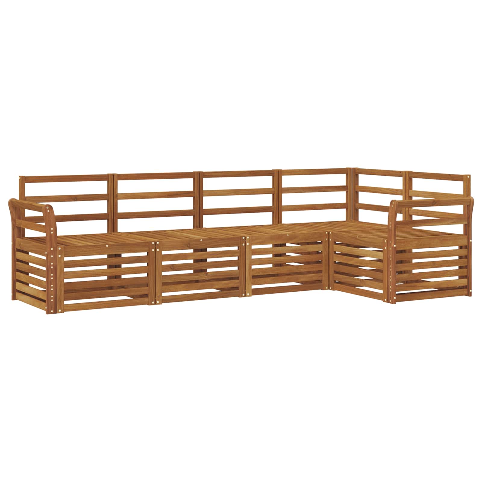 Set divano sezionale 5 pcs Naturale Legno di Acacia Massello | homemem39