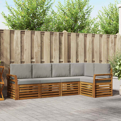 Set divano sezionale con cuscino 5 pcs Grigio Naturale e Chiaro
