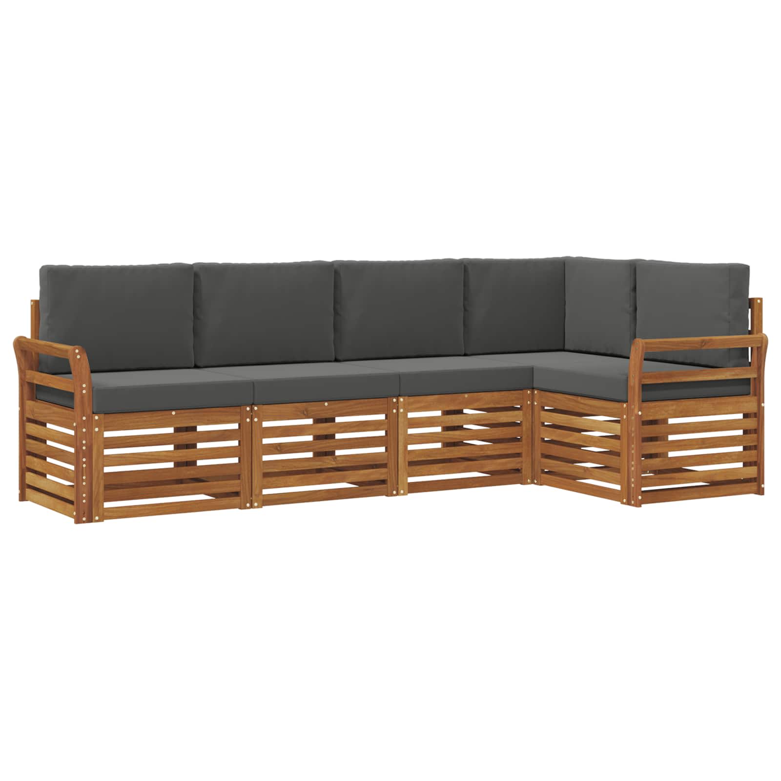 Set divano sezionale con cuscino 5 pcs Naturale e Antracite | homemem39